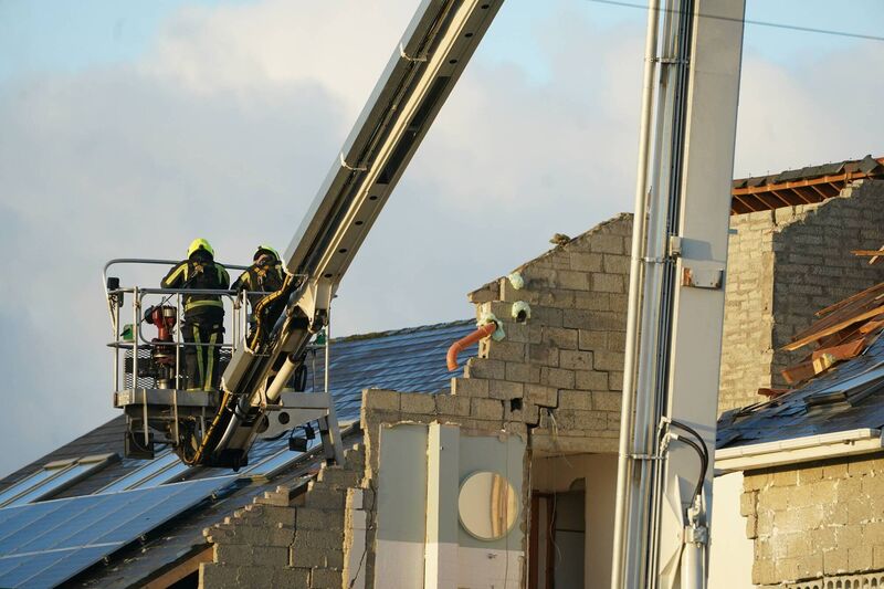 Emergency services continue their work at the scene of an explosion at Applegreen service station in the village of Creeslough in Co Donegal, where seven people have now been confirmed dead. Picture date: Saturday October 8, 2022.