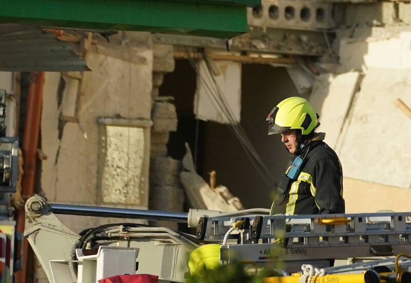 Emergency services continue their work at the scene of an explosion at Applegreen service station in the village of Creeslough in Co Donegal, where seven people have now been confirmed dead. Picture date: Saturday October 8, 2022.