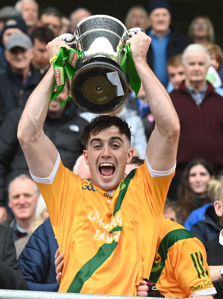 Dungourney captain Dylan Healy raises the Paddy Walsh Cup. Picture: Eddie O'Hare Dungourney captain Dylan Healy raises the Paddy Walsh Cup. Picture: Eddie O'Hare