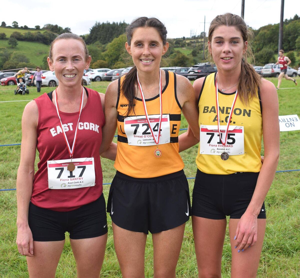 First three in the women's race at the Cork County Senior C-C: Fiona Santry (third); Sinead O'Connor (first); Fiona Everard (second). Picture: John Walshe First three in the women's race at the Cork County Senior C-C: Fiona Santry (third); Sinead O'Connor (first); Fiona Everard (second). Picture: John Walshe