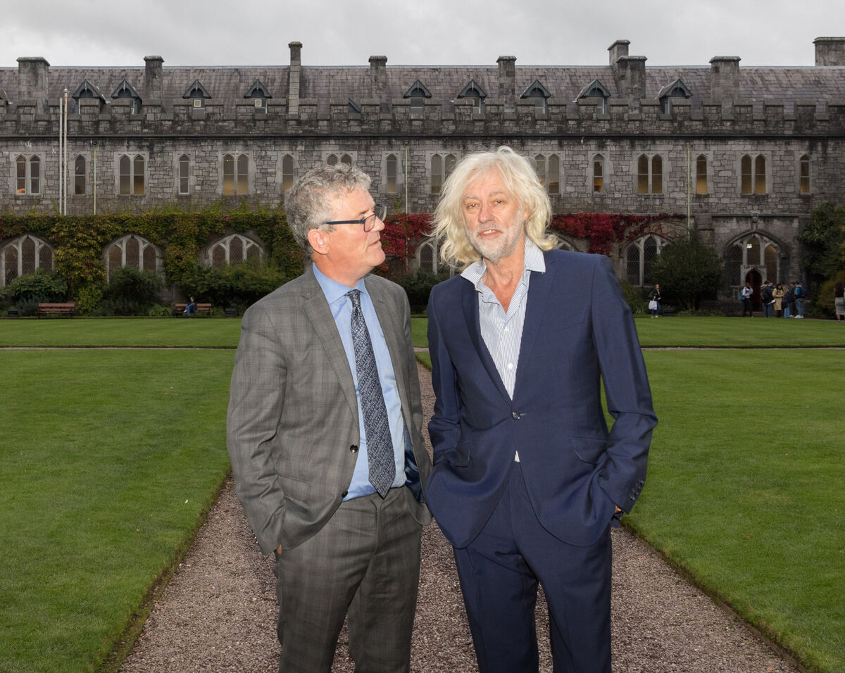 John O' Halloran, President of UCC with Bob Geldof. Picture: David Creedon 