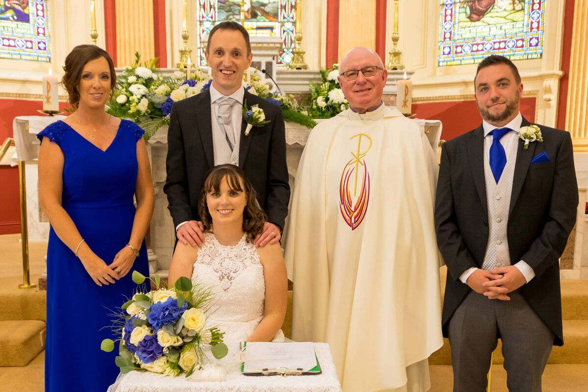 Aoife Goulding and Kevin Board at St Columba’s Church, Douglas, where they were married. Aoife Goulding and Kevin Board at St Columba’s Church, Douglas, where they were married.