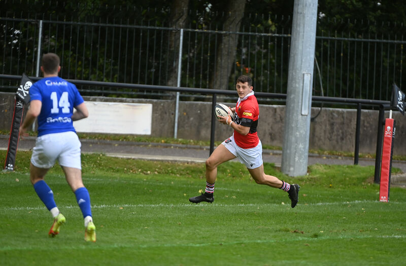  Team captain Louis Bruce scores a try for UCC. Picture: Larry Cummins
