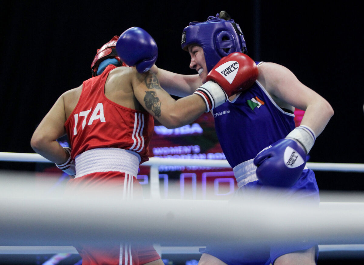 Ireland’s Christina Desmond and Melissa Gemini of Italy in action. Picture: INPHO/Aleksandar Djorovic