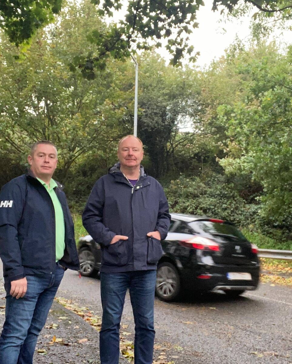 Sinn Féin councillors Mick Nugent and Kenneth Collins have expressed concerns over the condition of the road on Parklands Drive coming from the Commons Road. Picture: Cllr Kenneth Collins Sinn Féin councillors Mick Nugent and Kenneth Collins have expressed concerns over the condition of the road on Parklands Drive coming from the Commons Road. Picture: Cllr Kenneth Collins