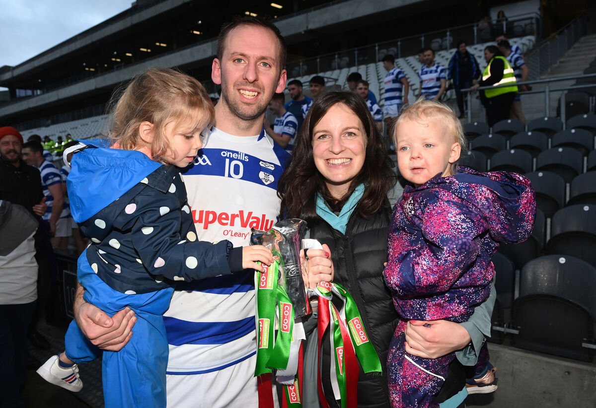 Inniscarra's Colm Casey scorer of the winning goal celebrates with his family. Picture: Eddie O'Hare Inniscarra's Colm Casey scorer of the winning goal celebrates with his family. Picture: Eddie O'Hare