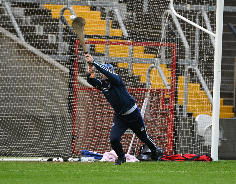 Inniscarra goalkeeper John O'Keeffe saves the penalty from Castlemartyr's Barry Lawton, resulting in a point. Picture: Eddie O'Hare