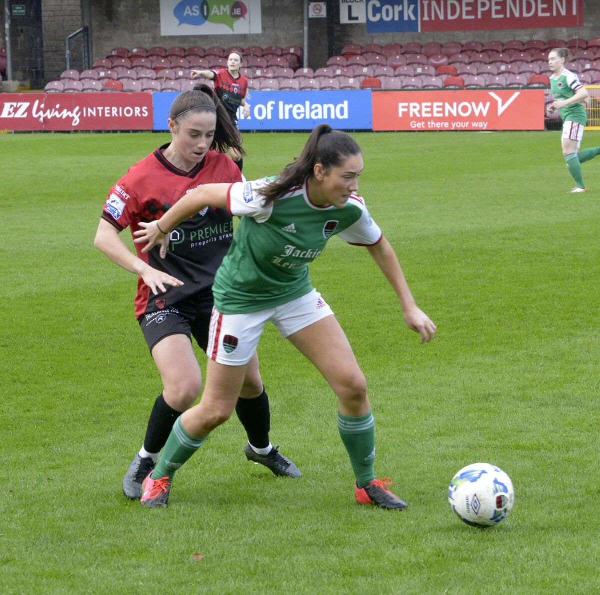 Bohemians' Isobel Finnegan tackling Cork City's Aoibhin Donnelly. Picture: Denis Boyle Bohemians' Isobel Finnegan tackling Cork City's Aoibhin Donnelly. Picture: Denis Boyle