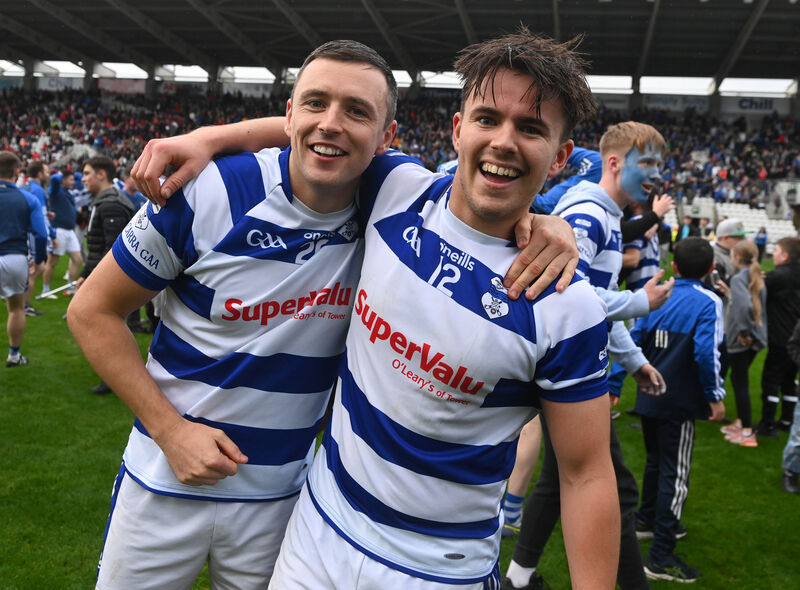 Inniscarra's Shane Buckley and Fergal O'Leary show their joy. Picture: Eddie O'Hare