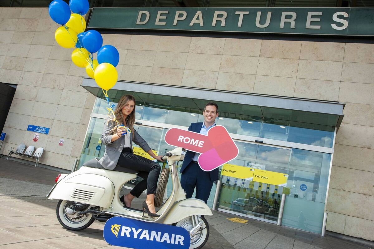 Ryanair will operate a twice-weekly service from Cork to Rome (Fiumicino). The service, which commences in late October 2022 will operate on Mondays and Fridays. Pictured (L/R): Jade Kirwan (Head of Communications, Ryanair) and Roy O'Driscoll (Acting Managing Director, Cork Airport) Photo: Colm Lougheed