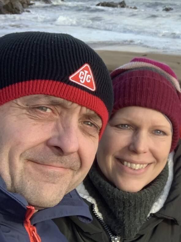 Karen O’Byrne and her husband Jim. He used to bring her to the beach during her treatment, as she often found solace there, listening to the waves.