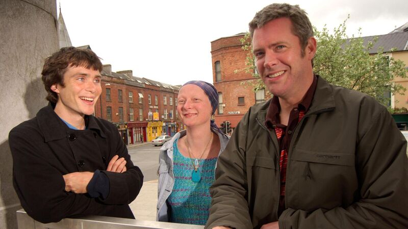 Actor Cillian Murphy with Corcadorca Artistic Director Pat Kiernan and Company Manager Fin O'Flynn in Cork. pic Michael mac sweeney/provision
