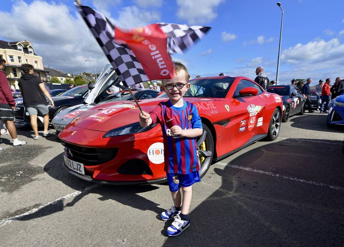 Ben O Donovan (4) from Kinsale pictured at the arrival of the Cannonball supercar event to Kinsale this year. Cannonball organisers are now very proud to announce a total of €315,273 raised for Cork based charity, The HOPE Foundation, for the last two years. Photo: Kasia Farat