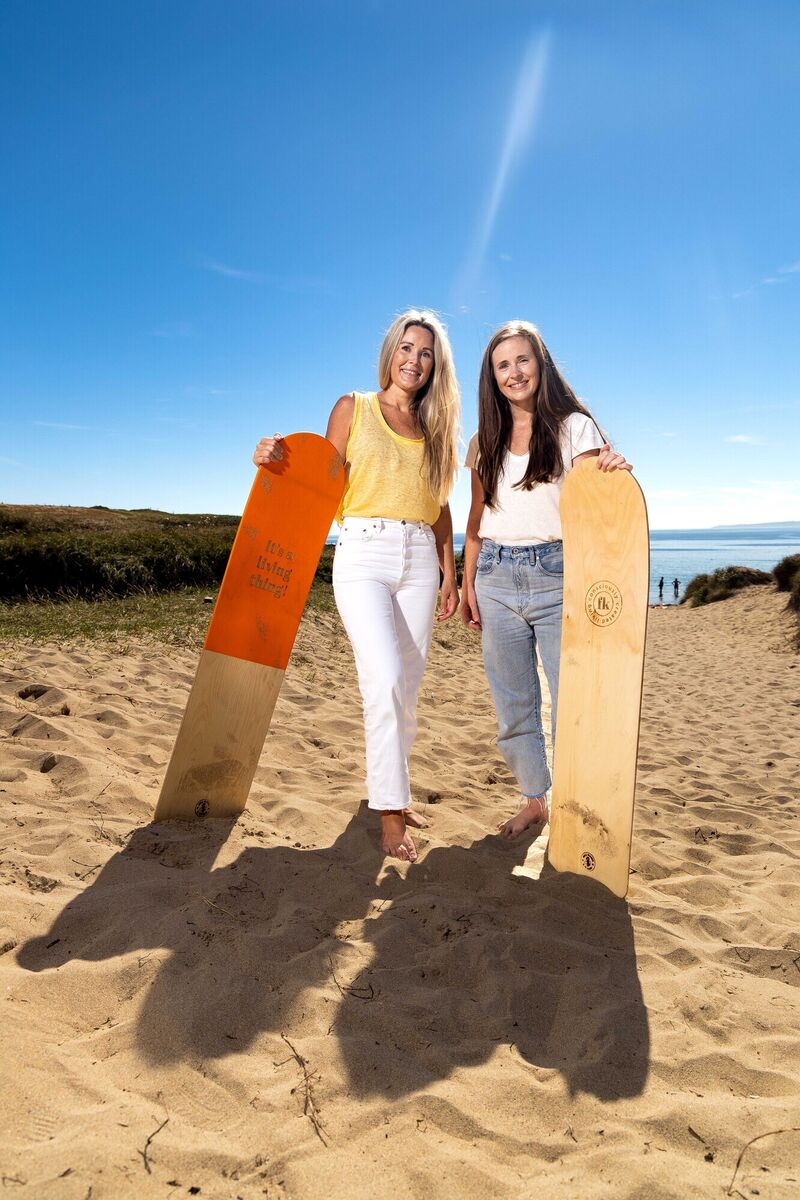 Aoife and Orla Lynch pictured at Garrylucas Beach, Kinsale, for the launch of their lifestyle brand Firkail, which sells sustainable clothing and accessories made from 100% organic cotton hemp. 