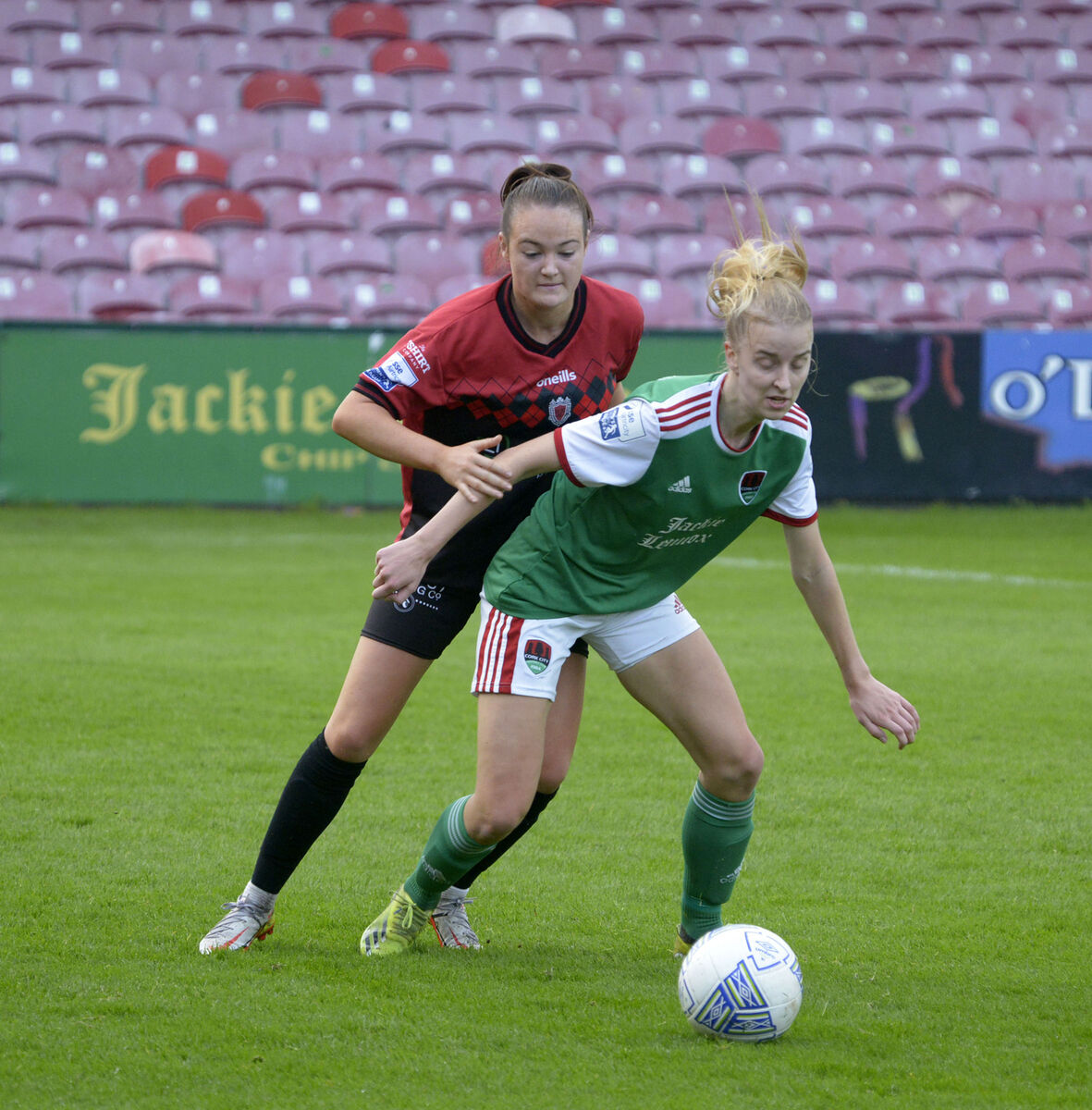 Bohemians' Katie Lovely tackling Cork City's Christin Dring. Picture: Denis Boyle Bohemians' Katie Lovely tackling Cork City's Christin Dring. Picture: Denis Boyle