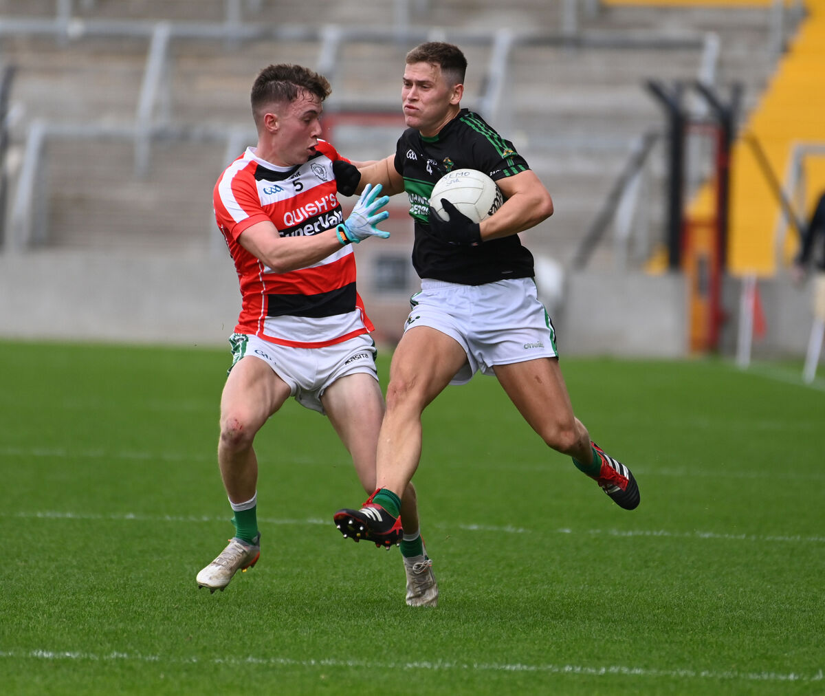 Nemo Rangers' Kevin O'Donovan is tackled by Ballincollig's Luke Fahy. Picture: Eddie O'Hare Nemo Rangers' Kevin O'Donovan is tackled by Ballincollig's Luke Fahy. Picture: Eddie O'Hare