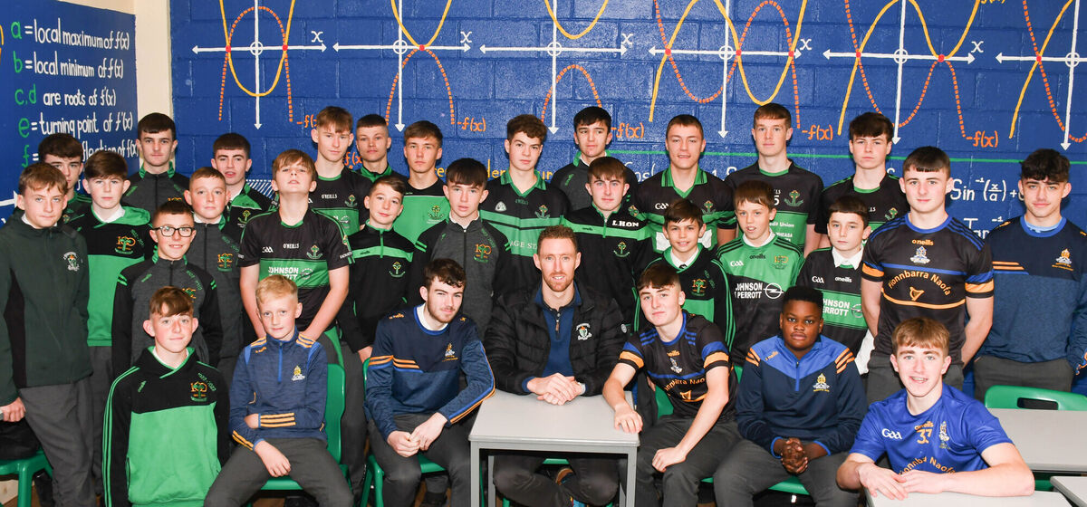 St Finbarrs Full Back and teacher Jamie Burns surrounded by Nemo Rangers supporters and a few St Finbarrs supporters at Colaiste Chriost Ri as he prepares for the County Final this weekend. Picture: Howard Crowdy St Finbarrs Full Back and teacher Jamie Burns surrounded by Nemo Rangers supporters and a few St Finbarrs supporters at Colaiste Chriost Ri as he prepares for the County Final this weekend. Picture: Howard Crowdy