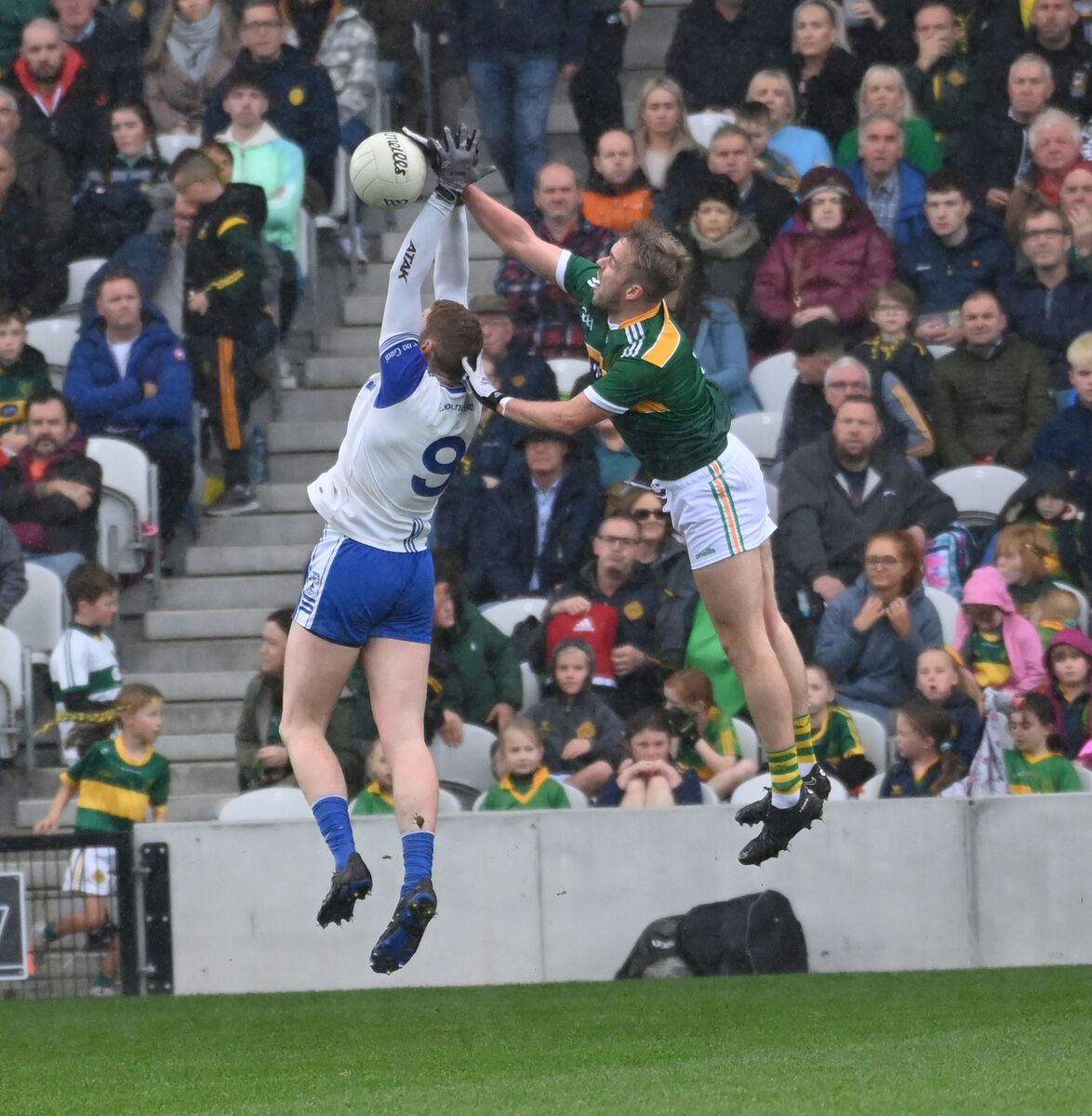 St Michael's Daniel Meaney knocks the ball away from Knocknagree's David O'Connor. Picture: Eddie O'Hare St Michael's Daniel Meaney knocks the ball away from Knocknagree's David O'Connor. Picture: Eddie O'Hare