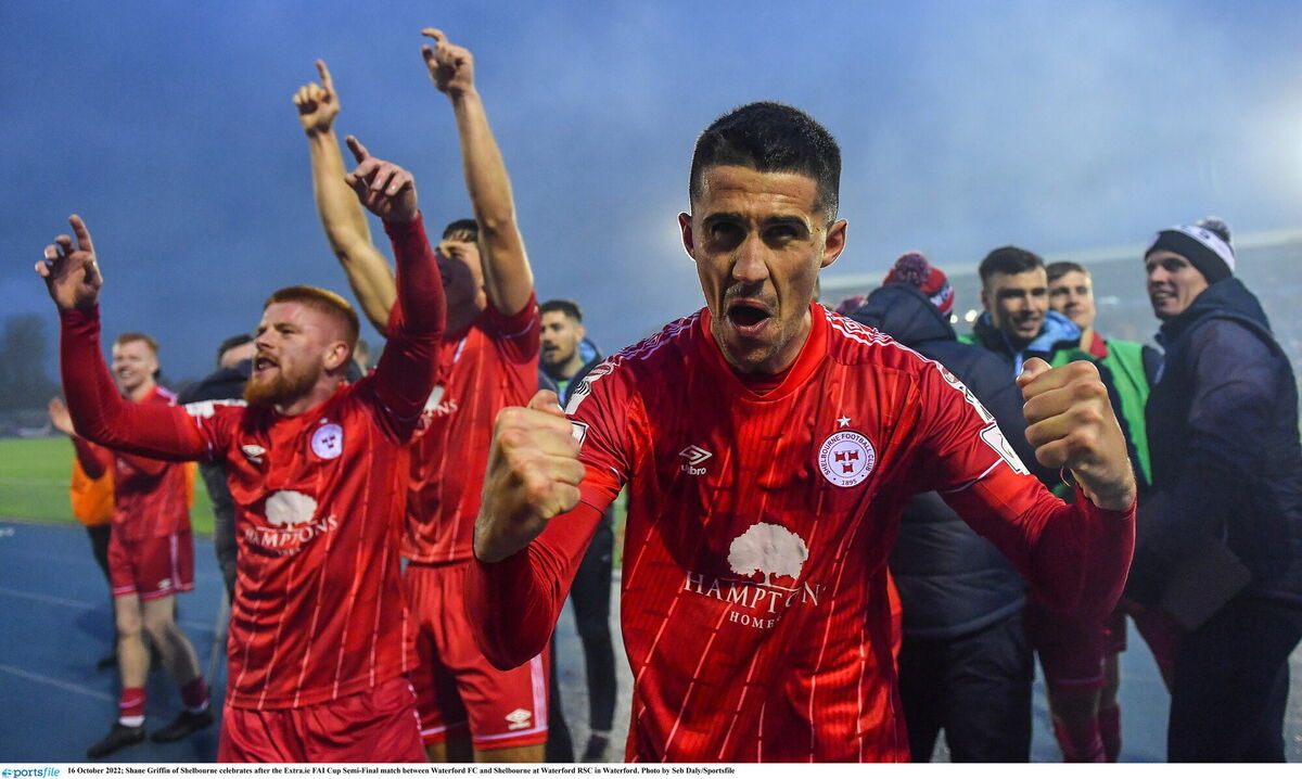 Shane Griffin of Shelbourne celebrates reaching another cup final. Picture: Seb Daly/Sportsfile Shane Griffin of Shelbourne celebrates reaching another cup final. Picture: Seb Daly/Sportsfile