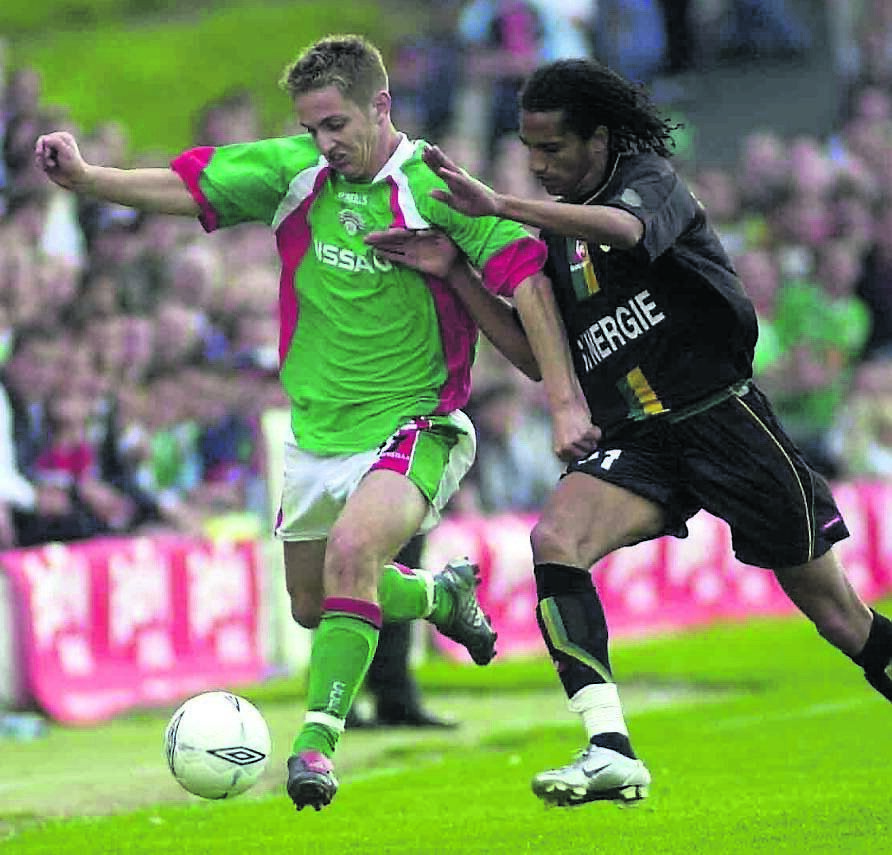 Cork City’s, Kevin Doyle takes on FC Nantes Atlantique’s, Aurelien Capoue in the Intertoto Cup quarter-final at Turners Cross. Picture: Gavin Browne
Cork City’s, Kevin Doyle takes on FC Nantes Atlantique’s, Aurelien Capoue in the Intertoto Cup quarter-final at Turners Cross. Picture: Gavin Browne