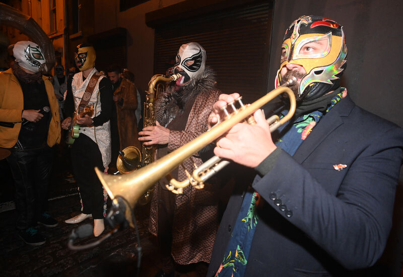 Santa Machet group Colour at the Dragon of Shandon parade in Cork tonight. Picture; Eddie O'Hare Santa Machet group Colour at the Dragon of Shandon parade in Cork tonight. Picture; Eddie O'Hare