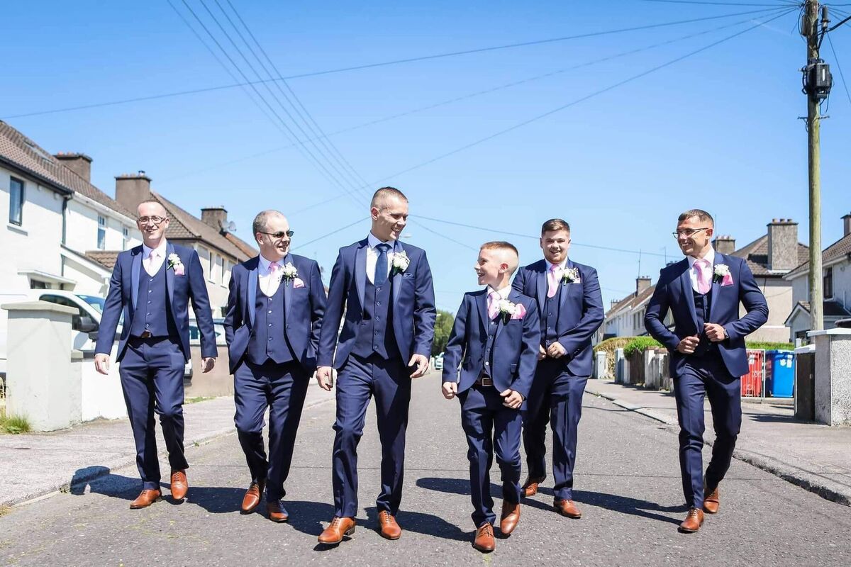Best man was Jamie’s brother, Adam Rice, junior best man was Jamie’s son, Kian Porter. Groomsmen were Jamie’s dad, Dan Rice, Shaun Coughlan and Scott Prendergast.