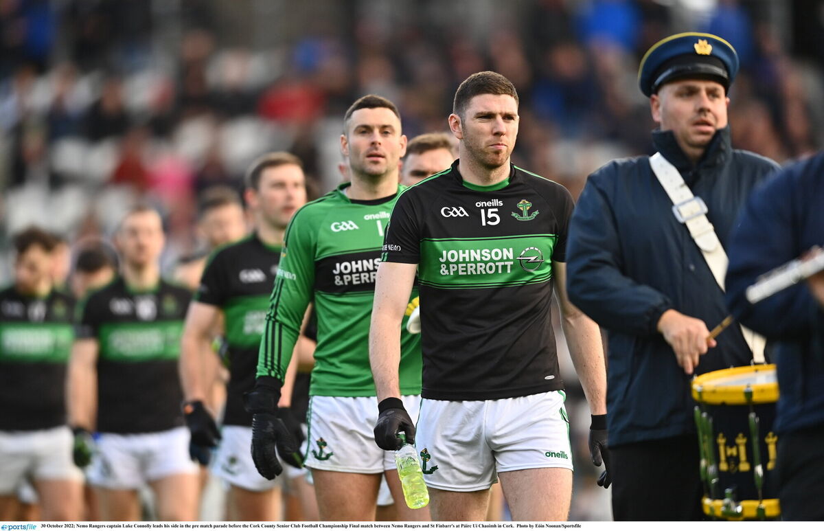 Nemo Rangers captain Luke Connolly leads his side at Páirc Uí Chaoimh. Picture: Eóin Noonan/Sportsfile