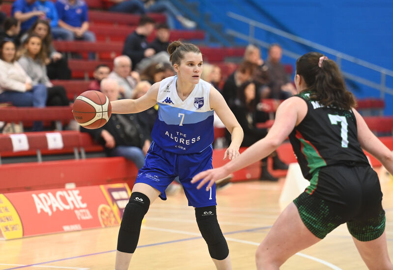 Claire O'Sullivan, The Address UCC Glanmire, with possession as Sarah Kenny, Trinity Meteors defends. Picture: Larry Cummins Claire O'Sullivan, The Address UCC Glanmire, with possession as Sarah Kenny, Trinity Meteors defends. Picture: Larry Cummins