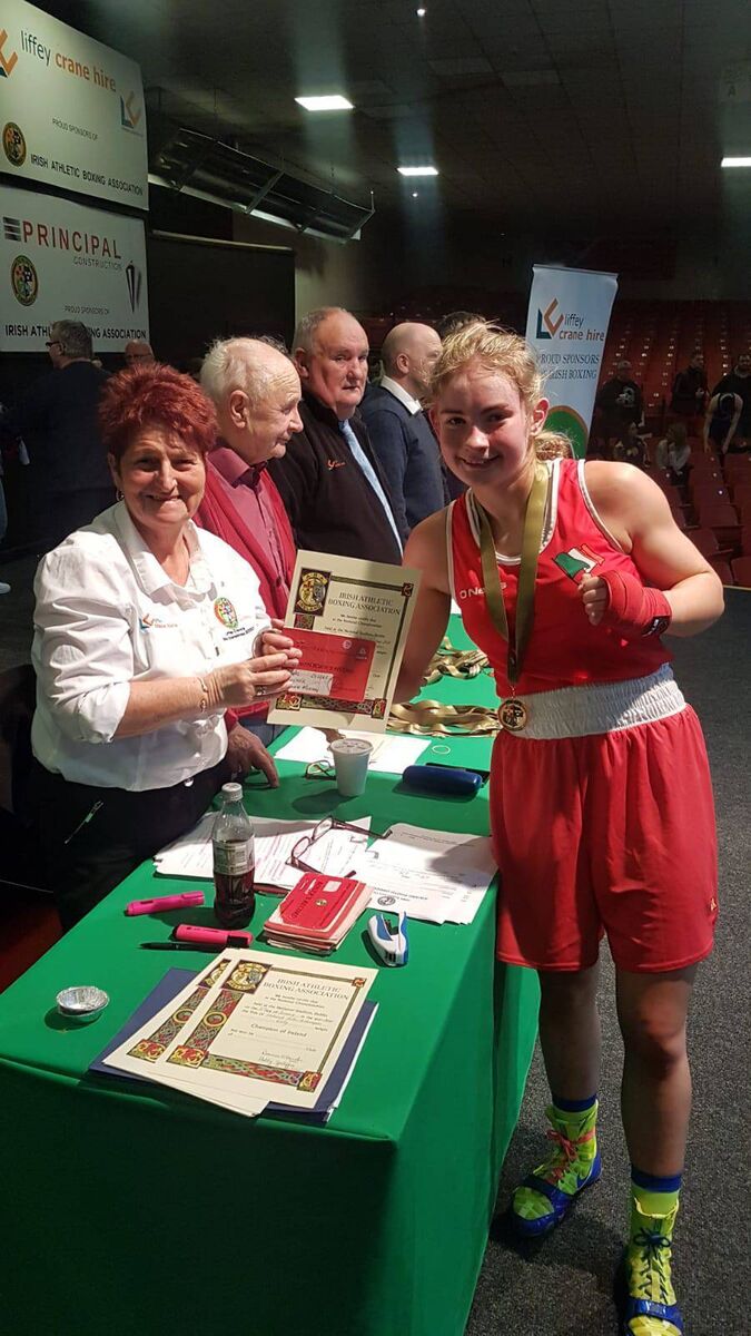 Cork boxer Leanne Murphy in the presentation after her victory. 