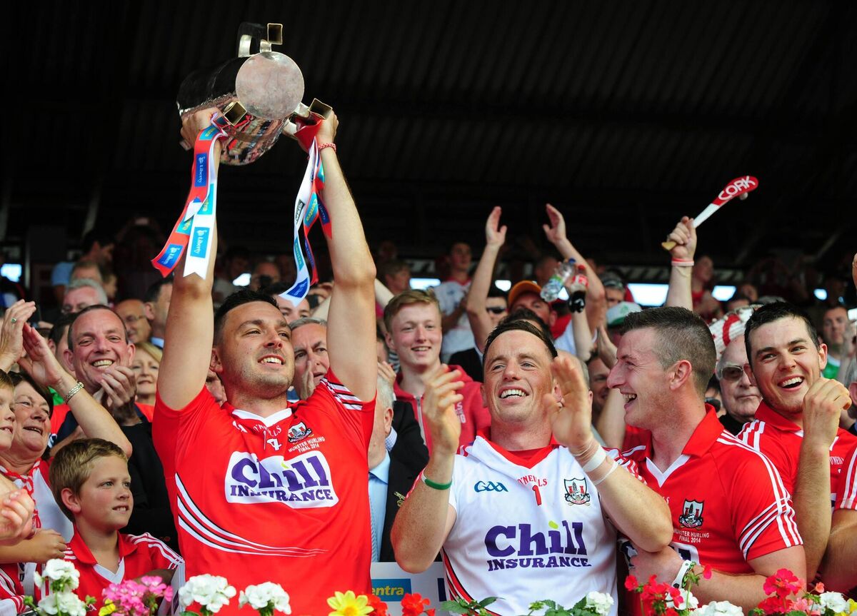 Cork captain Patrick Cronin and goalkeeper Anthony Nash after the 2014 Munster triumph. Picture: Eddie O'Hare