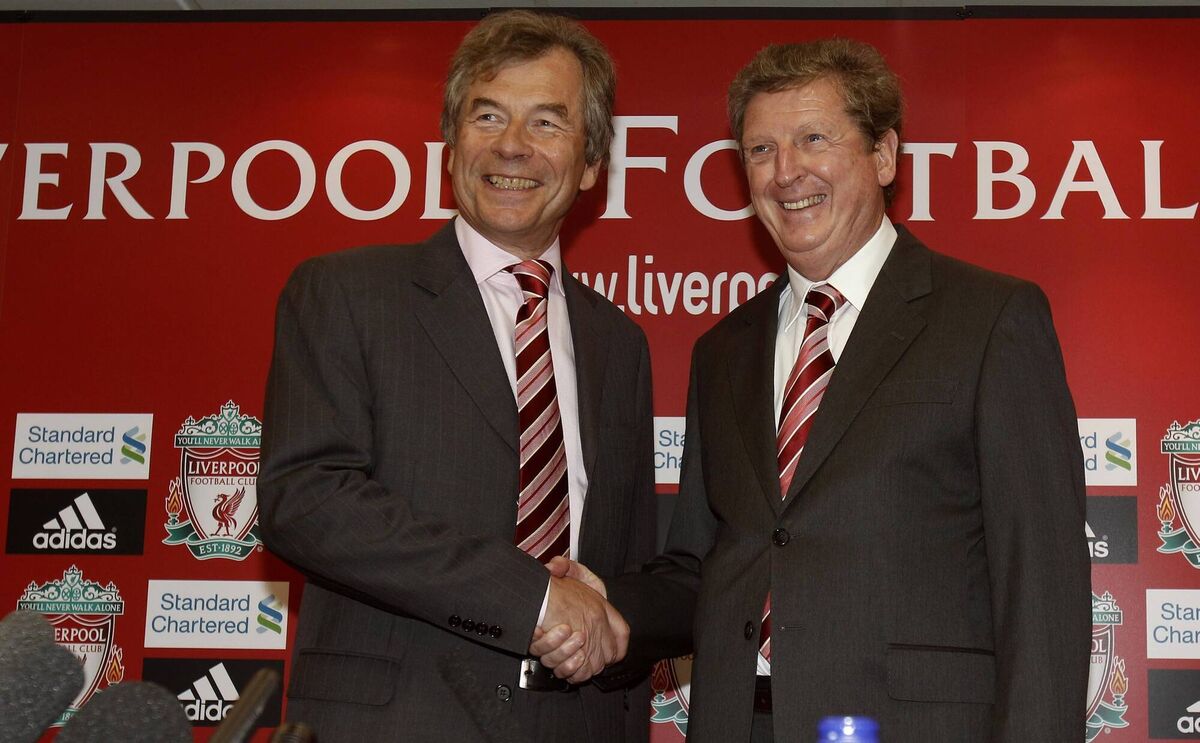 Liverpool chairman Martin Broughton (left) with then Liverpool manager Roy Hodgson in July 1, 2010.