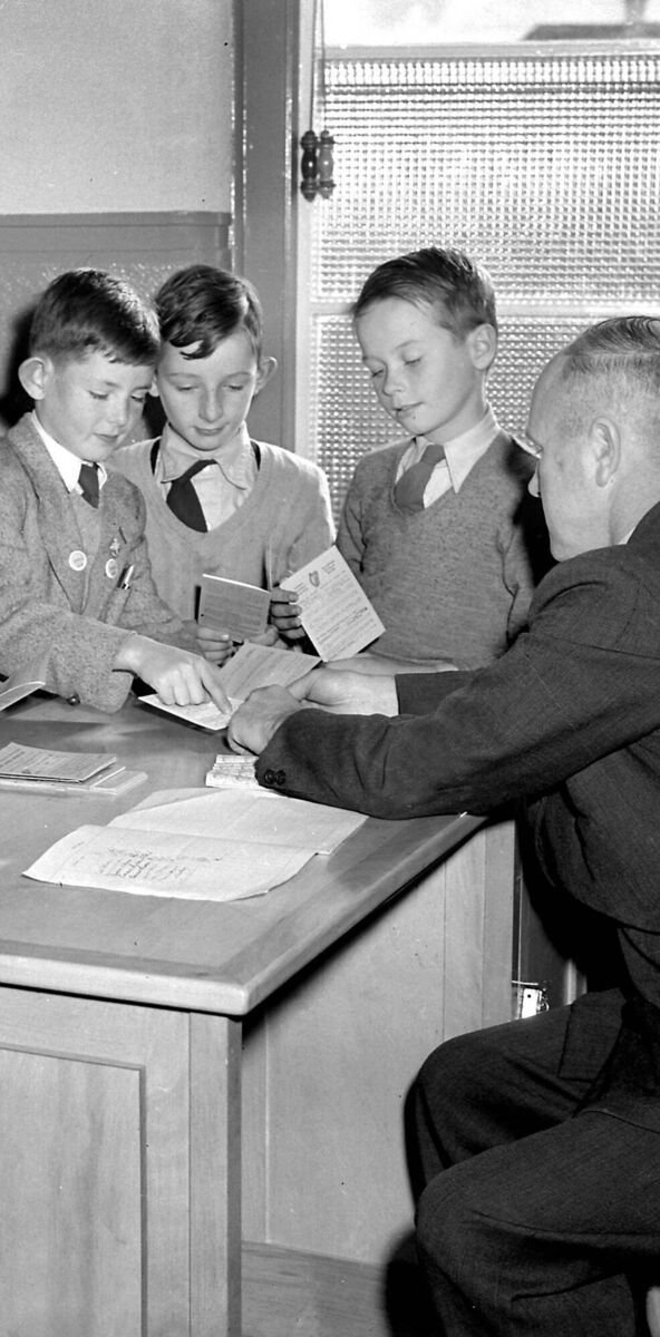 Young students and their teacher at the new Glasheen school, Cork, in October, 1955
