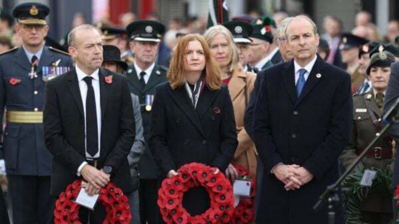 Taoiseach and NI Secretary lay wreaths at Remembrance ceremony in Enniskillen