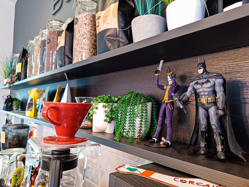 Figurines and coffee gizmos at Boru Coffee Shop 