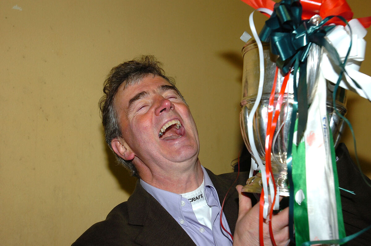 Celebration time in Cork City's dressingroom for manager Damien Richardson after City defeated Derry City to clinch the Eircom League trophy. Pic: Brian Lougheed Celebration time in Cork City's dressingroom for manager Damien Richardson after City defeated Derry City to clinch the Eircom League trophy. Pic: Brian Lougheed
