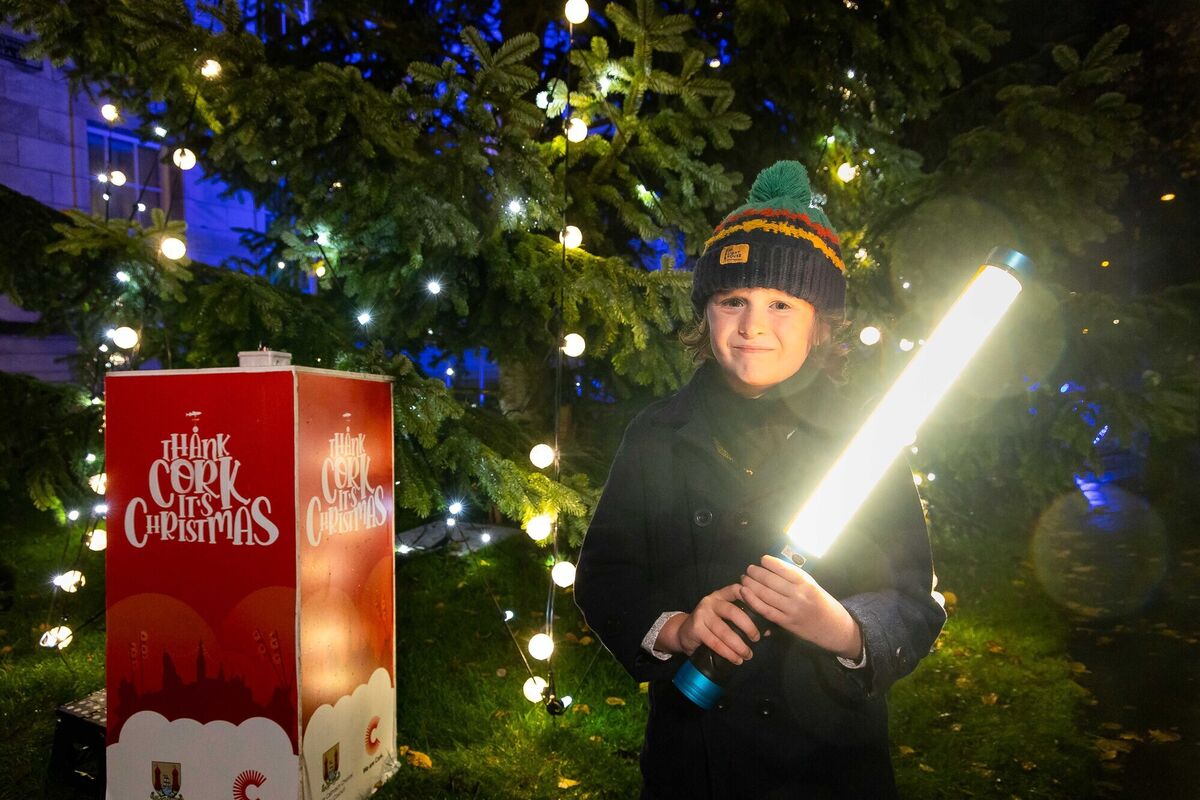 Oisín Robinson pictured at the Christmas tree at Cork City Hall for the lighting up of Cork City for Christmas. Picture: Alison Miles /OSM PHOTO.