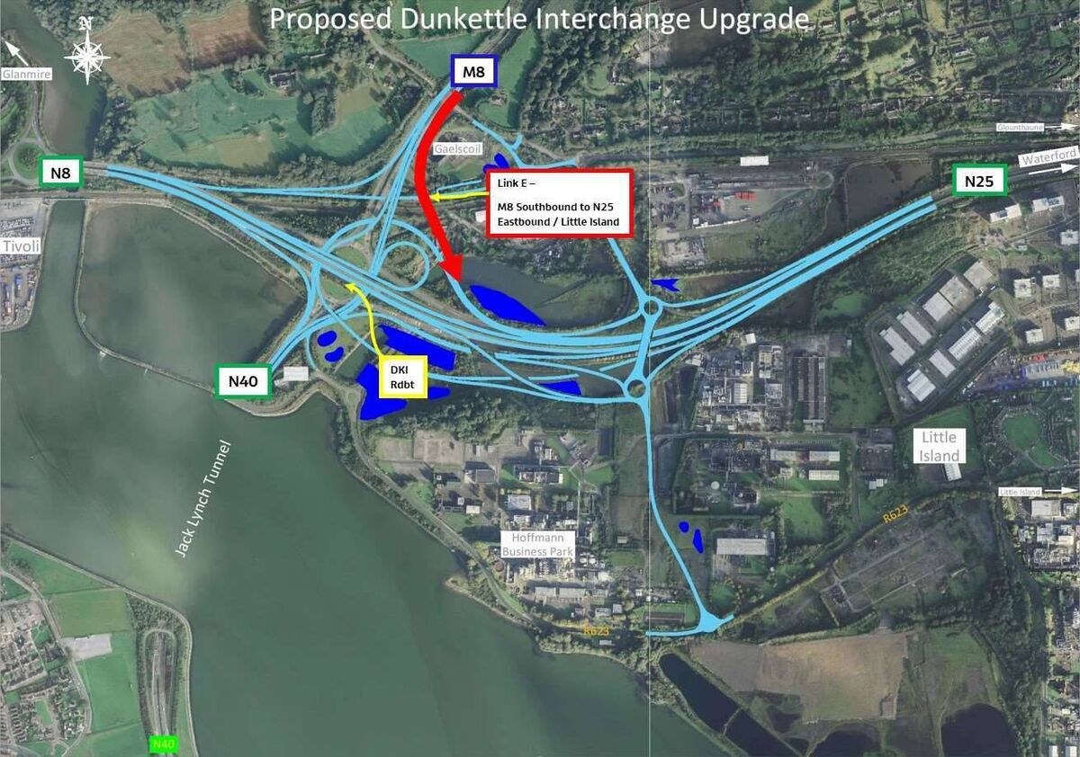 Link E - M8 Southbound to N25 Eastbound / Little Island. Link E - M8 Southbound to N25 Eastbound / Little Island.