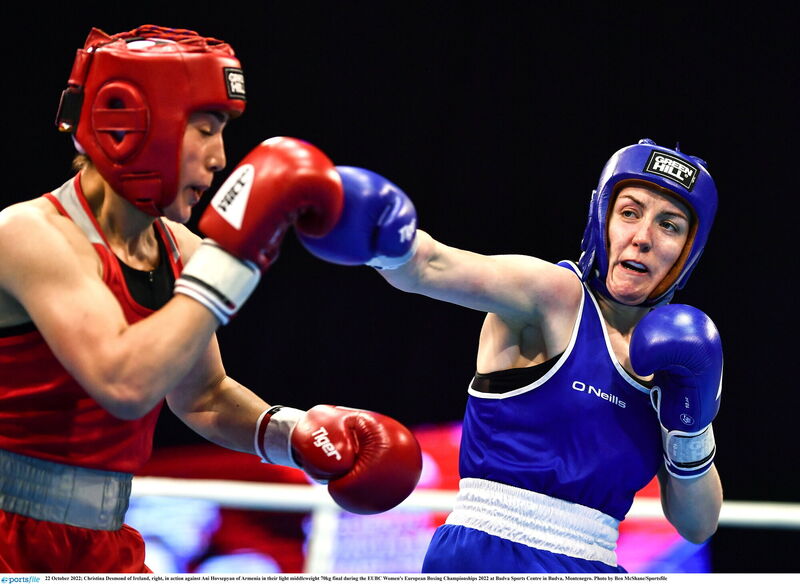 Christina Desmond, right, in action against Ani Hovsepyan of Armenia. Picture: Ben McShane/Sportsfile Christina Desmond, right, in action against Ani Hovsepyan of Armenia. Picture: Ben McShane/Sportsfile