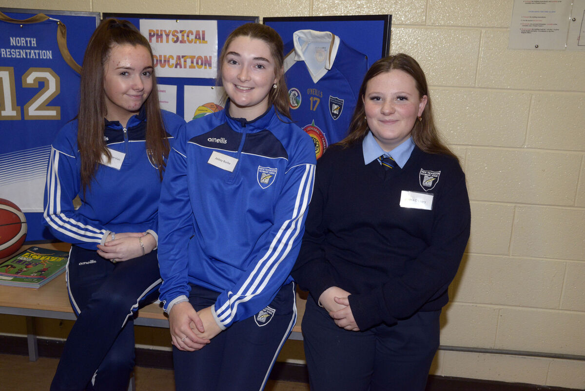 Pictured at North Presentation Secondary School open evening was Abby Carolan, Abbey Burke and Emma O'leary. Picture Denis Boyle