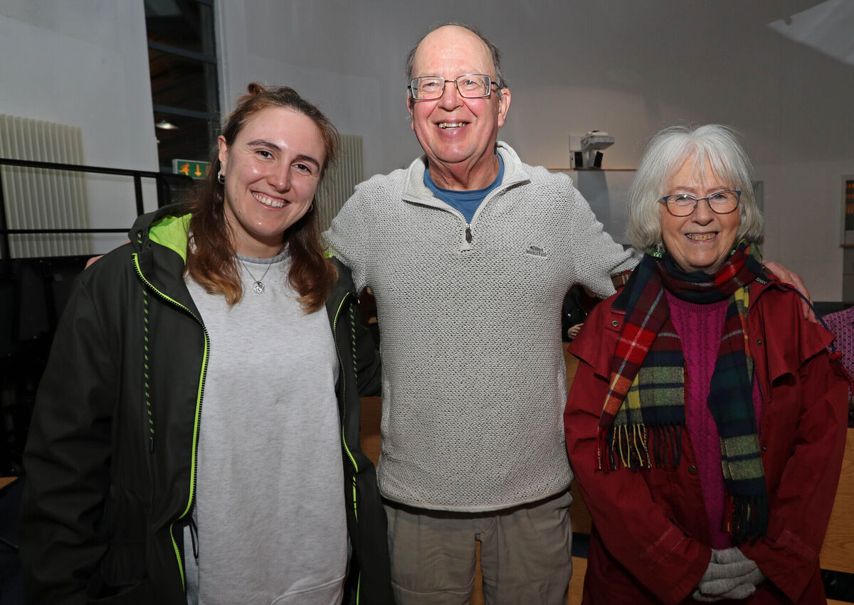  Chiara Valcelli, Italian teacher with John and Helen Fox, both Dante Italian Society members and students. Picture: Jim Coughlan.