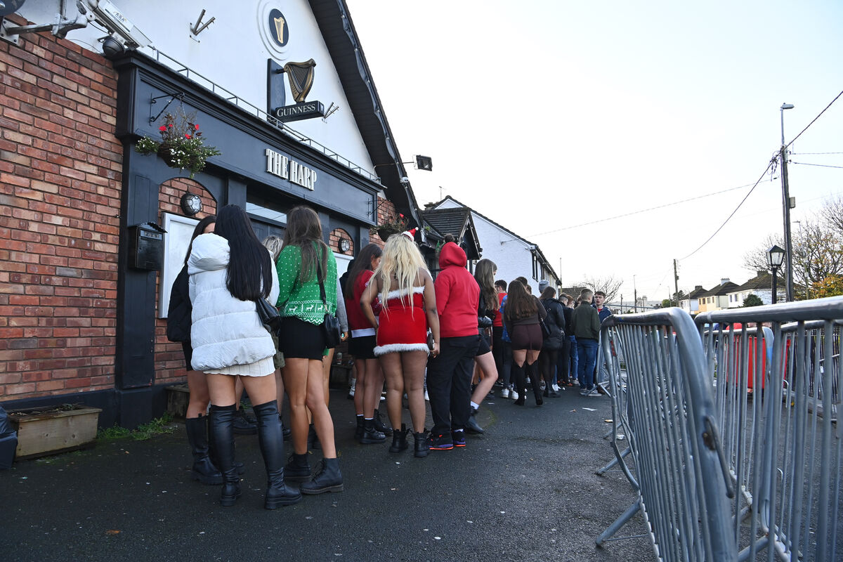 Students celebrate Christmas jumper day at the Harp Bar, Cork. Picture Dan Linehan Students celebrate Christmas jumper day at the Harp Bar, Cork. Picture Dan Linehan