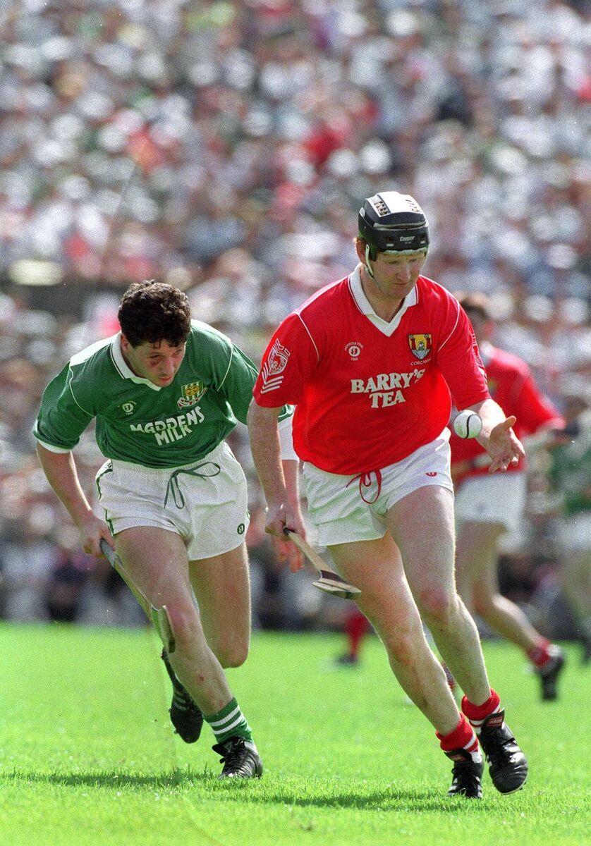 Cork's Kevin Hennessy in action against Pa Carey of Limerick in 1992. Picture: Inpho