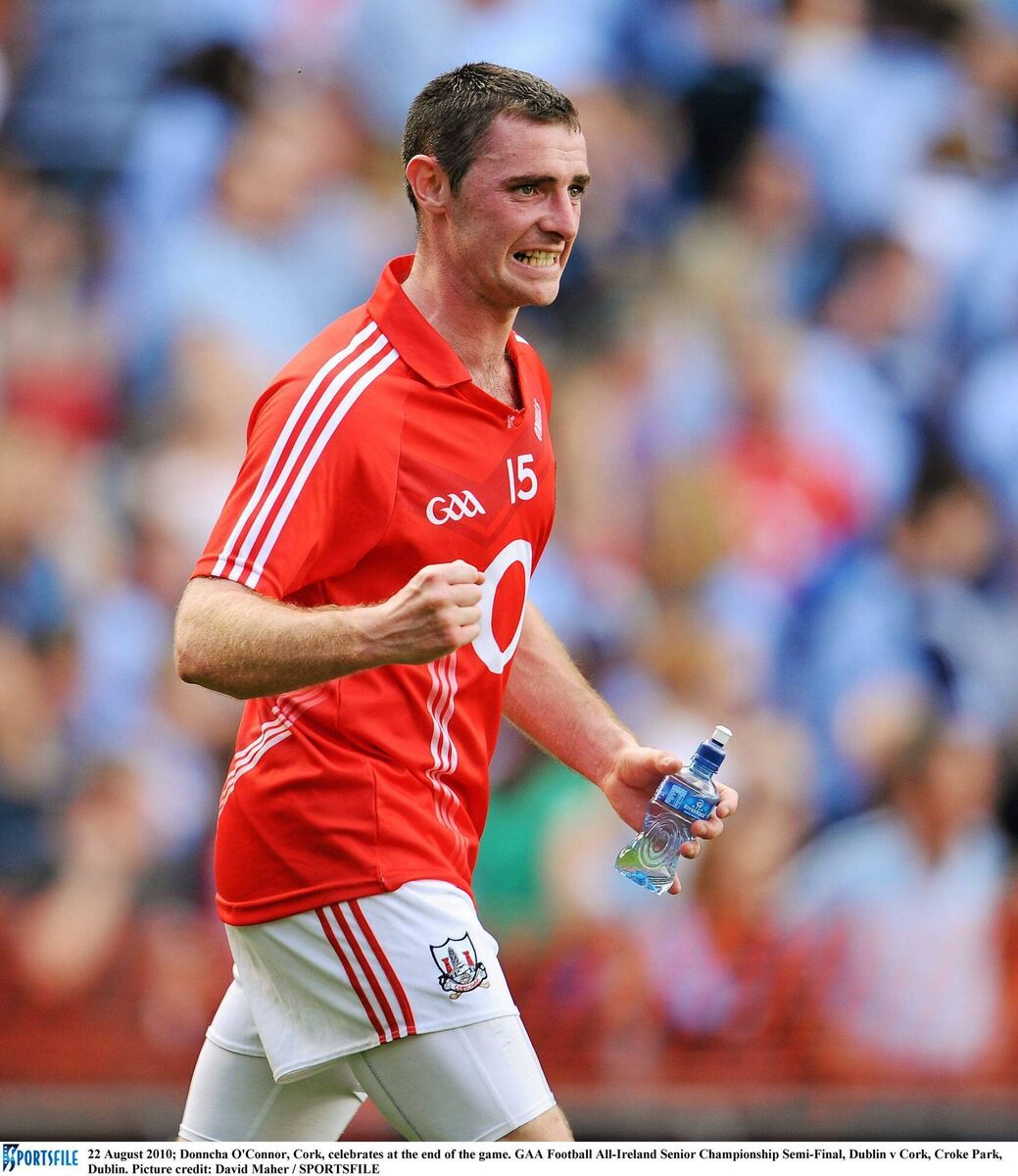 Donncha O'Connor, wearing the 2010-12 Cork jersey, celebrates at the end of the win over Dublin in the 2010 All-Ireland SFC semi-final. Picture: David Maher/Sportsfile