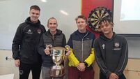 Cork City soccer stars pop by their old school with top trophy
