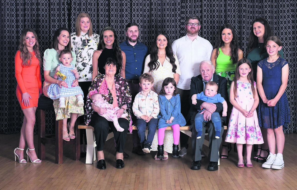 Sonny and Mary Maybury with grandchildren and great grandchildren