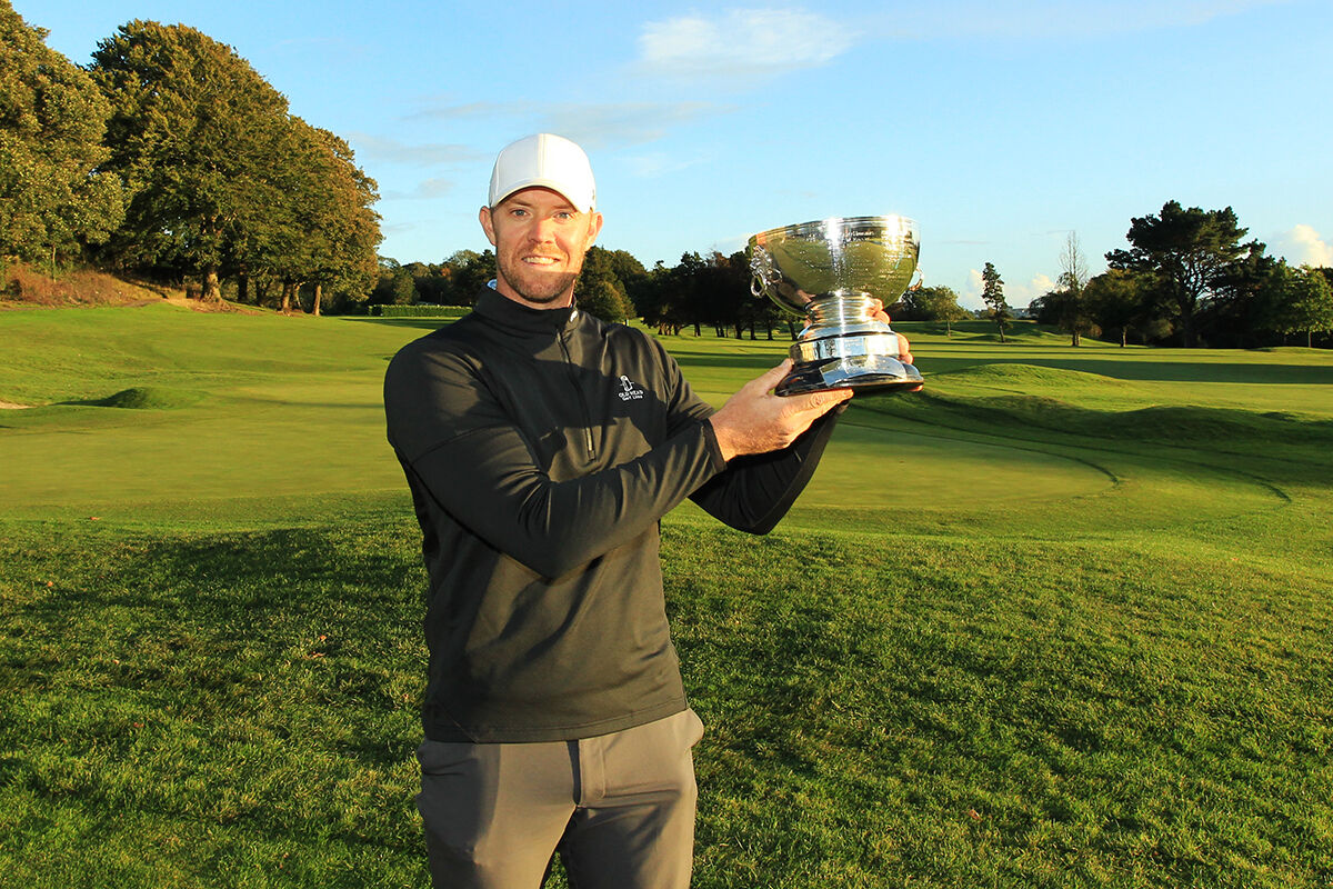 Munster Stroke Play winner Peter O'Keeffe pictured with the Cork Scratch Cup which he retained Picture: Niall O'Shea Munster Stroke Play winner Peter O'Keeffe pictured with the Cork Scratch Cup which he retained Picture: Niall O'Shea