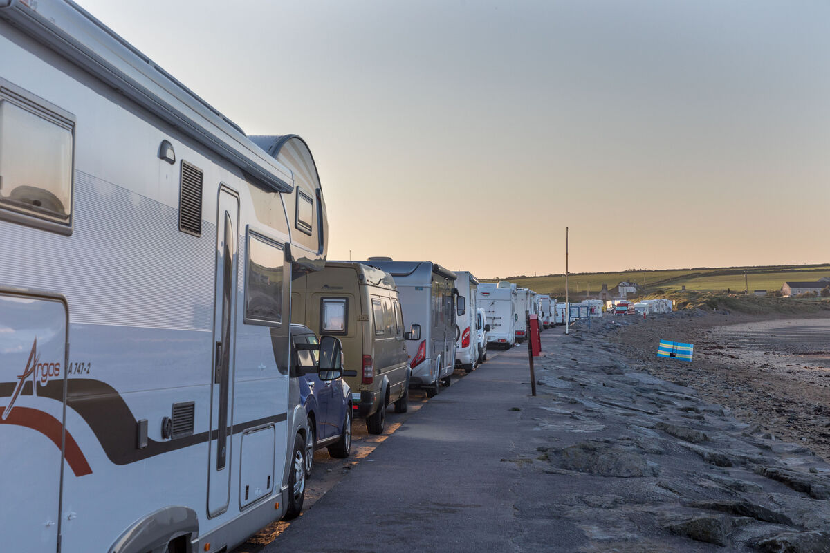  File image of campervans filled up the parking spaces on seafront at Garrylucas, Co. Cork, Ireland. - Picture; David Creedon / Anzenberger