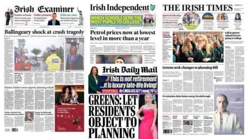 What the papers say: Wednesday's front pages What the papers say: Wednesday's front pages