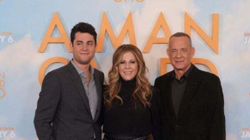 Tom Hanks supported by family while promoting latest film in London