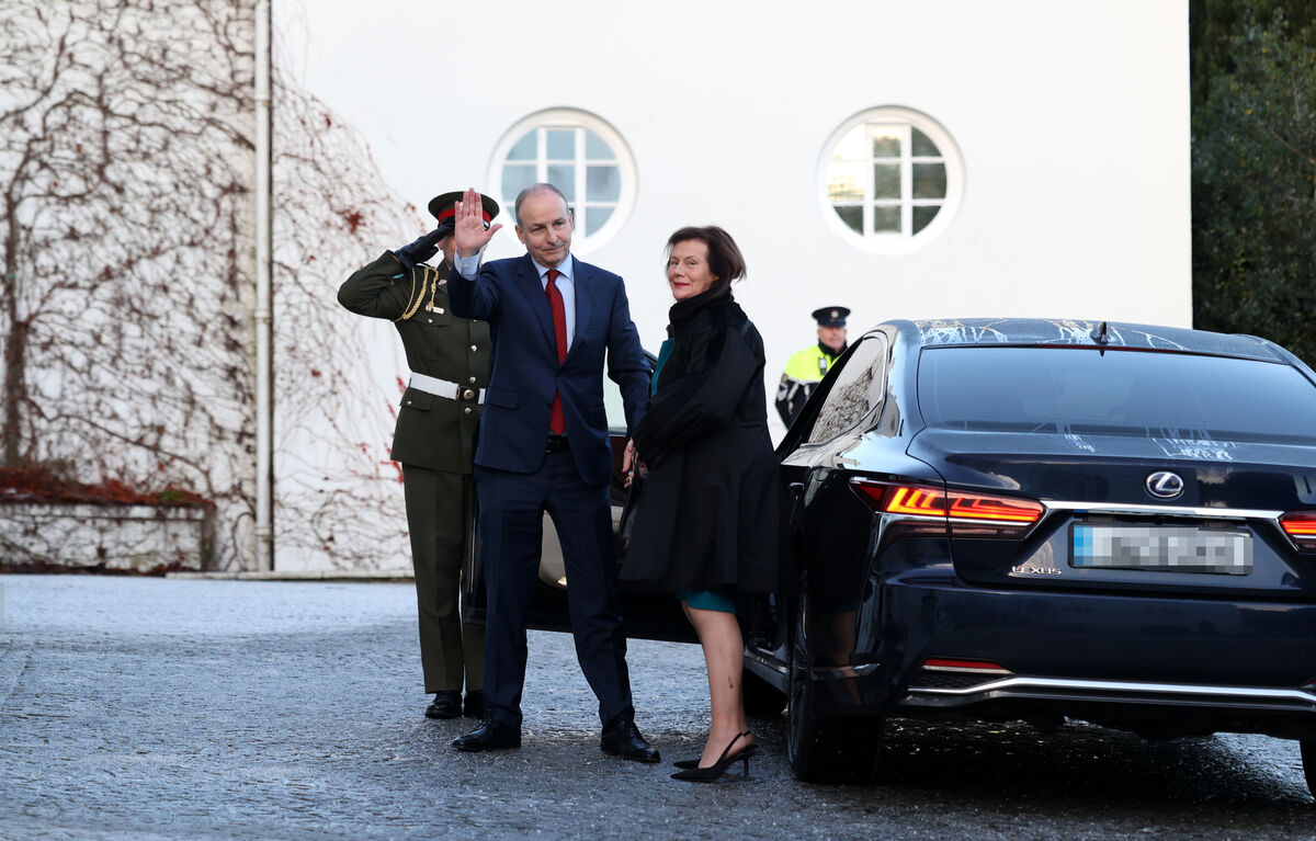 Mr Martin formally tendered his resignation during an audience with Ireland’s President Michael D Higgins at the presidential residence at Aras an Uachtarain in Dublin on Saturday morning. He was accompanied by his wife Mary. 